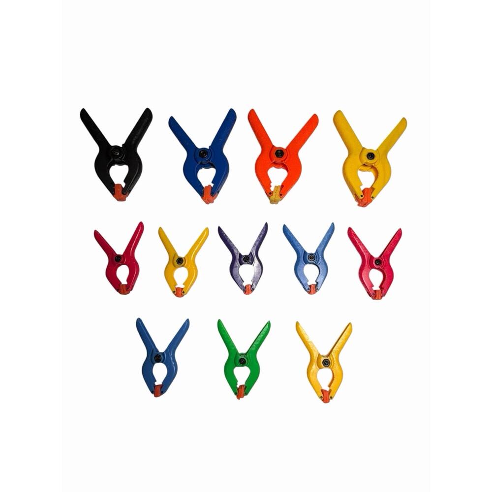 Plastic Colorful 12 Piece Lot of Micro Small Spring Clamp Set Swivel Jaws
